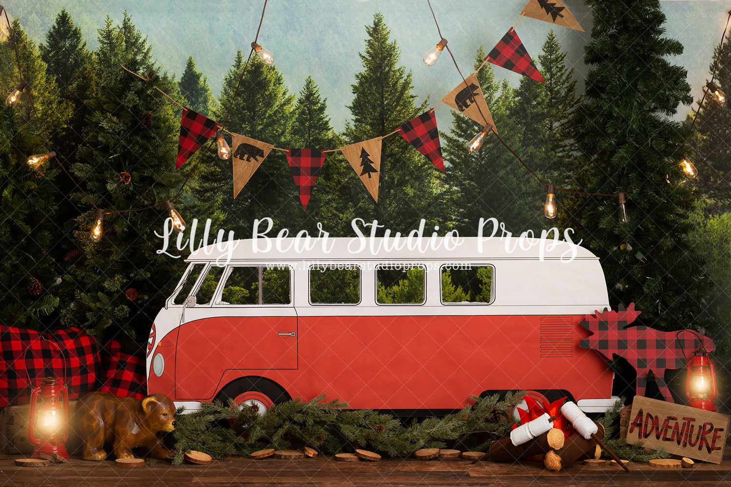 VW Camper by Anything Goes Photography sold by Lilly Bear Studio Props, camper - forest - little camper - VW bus - VW c