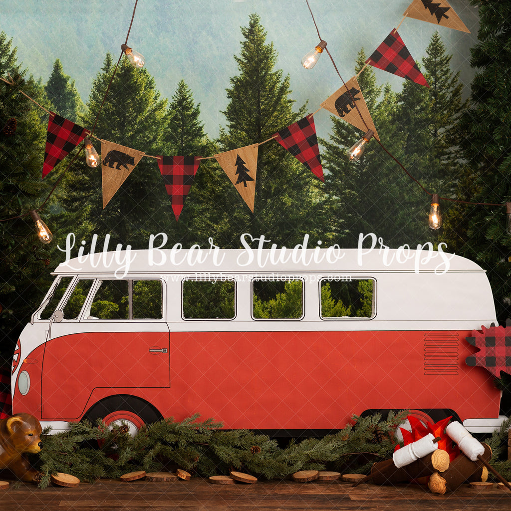 VW Camper by Anything Goes Photography sold by Lilly Bear Studio Props, camper - forest - little camper - VW bus - VW c