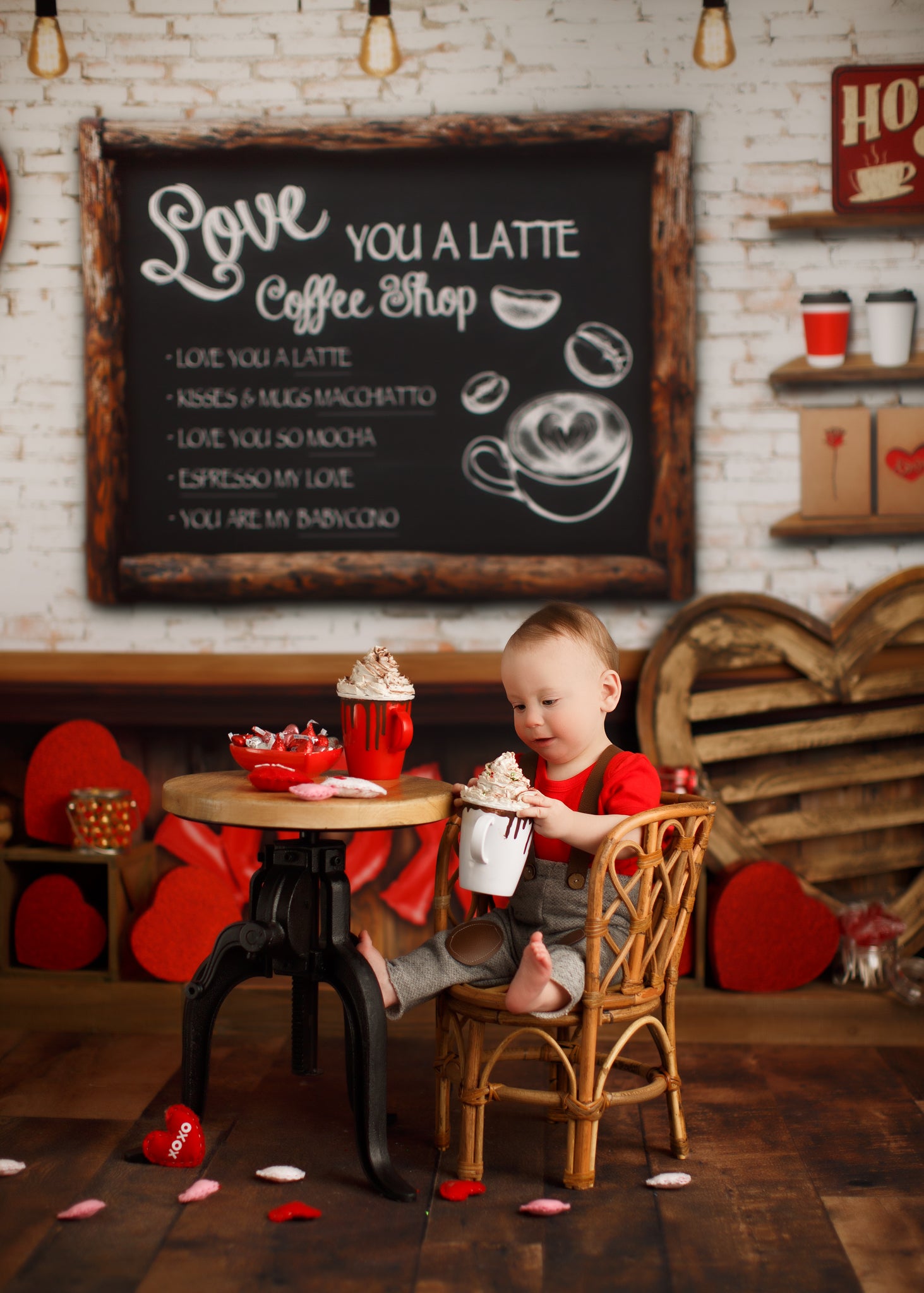 Valentines Cafe - Lilly Bear Studio Props, boy, Fabric, FABRICS, girl, heart, hot chocolate, love, love you a latte, valentines, valentines cafe, valentines cocoa shop, valentines coffee shop, valentines day, valentines hot cocoa, Wrinkle Free Fabric