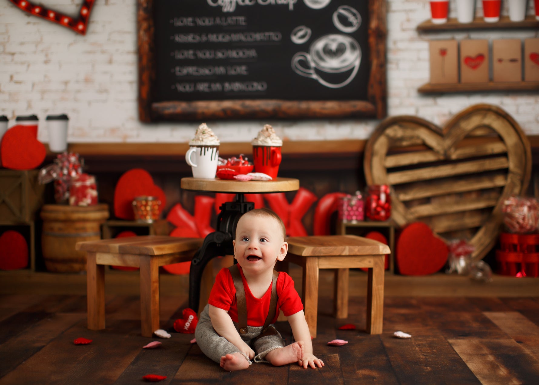 Valentines Cafe - Lilly Bear Studio Props, boy, Fabric, FABRICS, girl, heart, hot chocolate, love, love you a latte, valentines, valentines cafe, valentines cocoa shop, valentines coffee shop, valentines day, valentines hot cocoa, Wrinkle Free Fabric