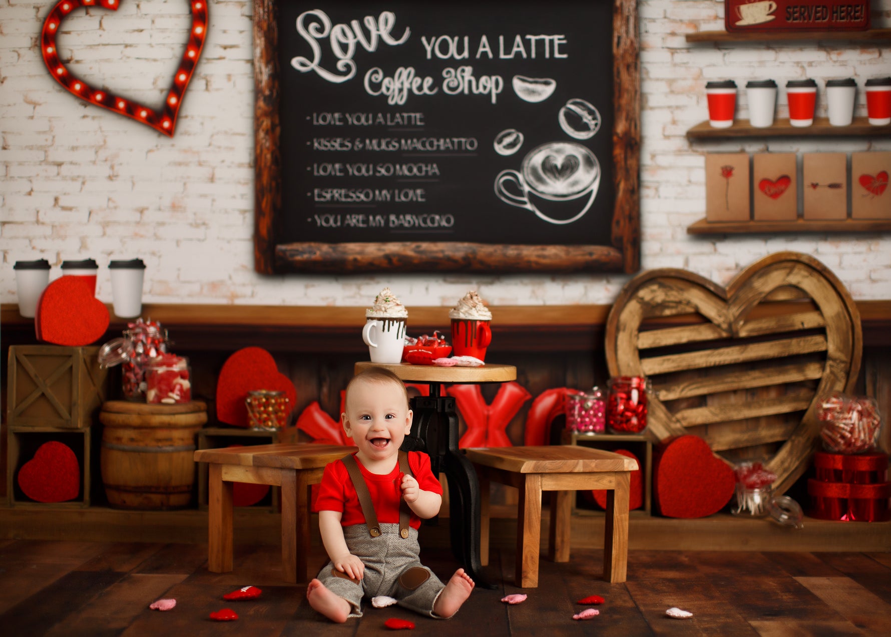 Valentines Cafe - Lilly Bear Studio Props, boy, Fabric, FABRICS, girl, heart, hot chocolate, love, love you a latte, valentines, valentines cafe, valentines cocoa shop, valentines coffee shop, valentines day, valentines hot cocoa, Wrinkle Free Fabric