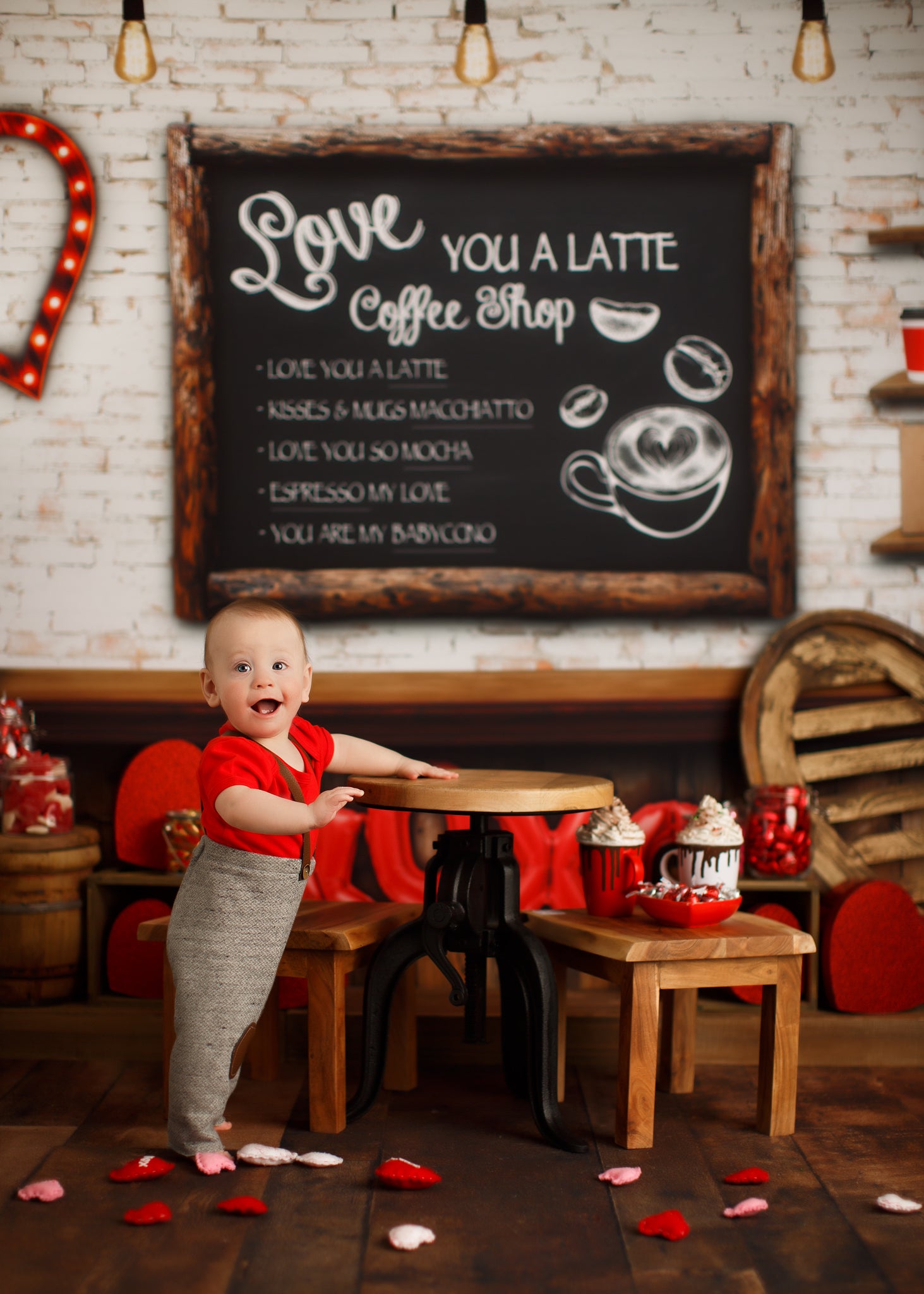 Valentines Cafe - Lilly Bear Studio Props, boy, Fabric, FABRICS, girl, heart, hot chocolate, love, love you a latte, valentines, valentines cafe, valentines cocoa shop, valentines coffee shop, valentines day, valentines hot cocoa, Wrinkle Free Fabric
