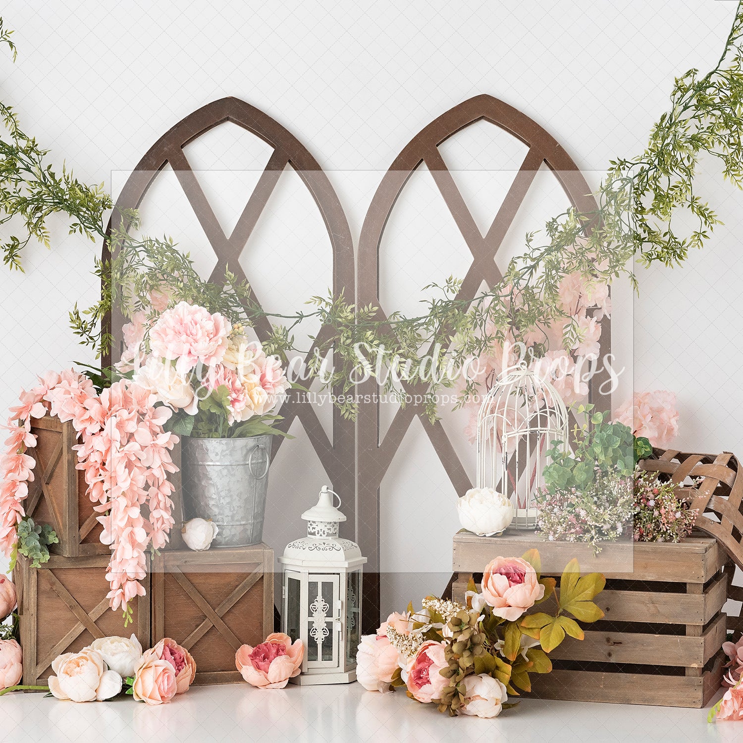 Veronica's Garden - Lilly Bear Studio Props, blush flowers, boho spring, boho teepee, FABRICS, flower garden, flower window, flowers, spring, spring flowers, spring garden, spring window, teepee, teepee tent