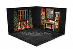 Very Beary Baking Room - Lilly Bear Studio Props, black fireplace, bohemian christmas, bohemian fireplace, bohemian mantel, boho, boho christmas, boho holiday, boho mantel, christmas, christmas mantel, christmas village, evergreen trees, evergreens, Fabric, fireplace, holiday, holiday christmas, mantel, Pampas, pine trees, white christmas, white holiday, Wrinkle Free Fabric