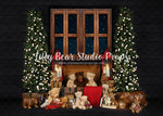Very Beary Baking Room - Lilly Bear Studio Props, black fireplace, bohemian christmas, bohemian fireplace, bohemian mantel, boho, boho christmas, boho holiday, boho mantel, christmas, christmas mantel, christmas village, evergreen trees, evergreens, Fabric, fireplace, holiday, holiday christmas, mantel, Pampas, pine trees, white christmas, white holiday, Wrinkle Free Fabric