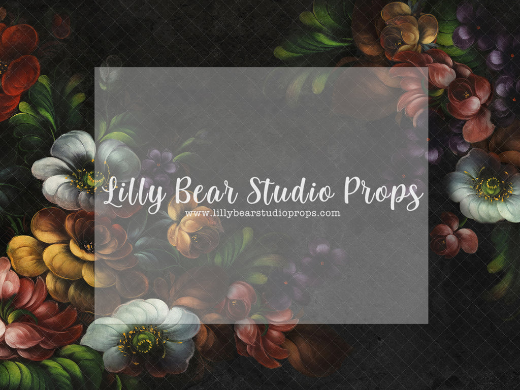 Fine Art Vintage Floral - 48x36" Wrinkle Free Fabric - TESTER - Lilly Bear Studio Props, fine art, floral, girls, hand painted