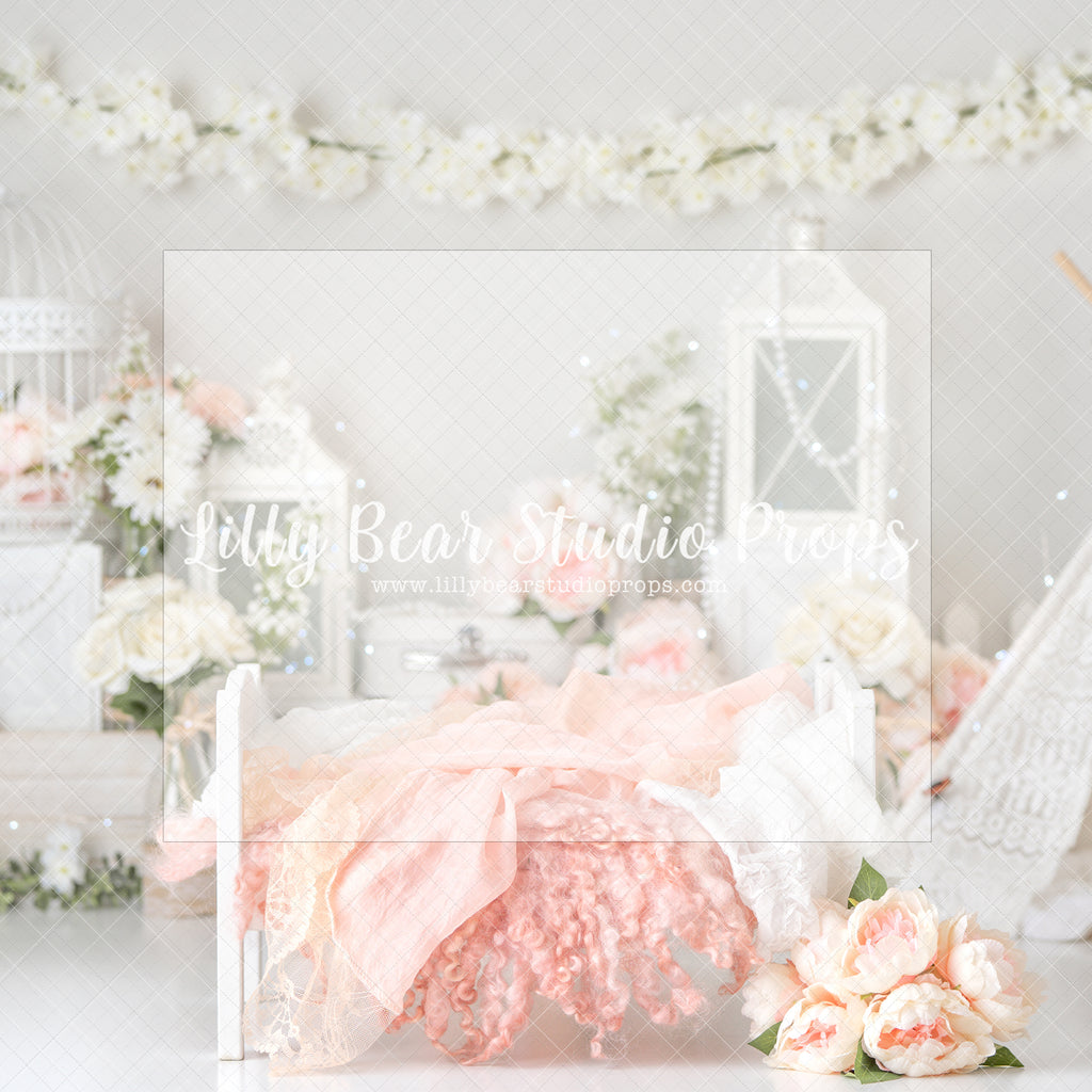 Vintage Floral Bed - Digital Backdrop - Lilly Bear Studio Props, digital, floral digital backdrop, newborn digital backdrop, pastel, vintage floral