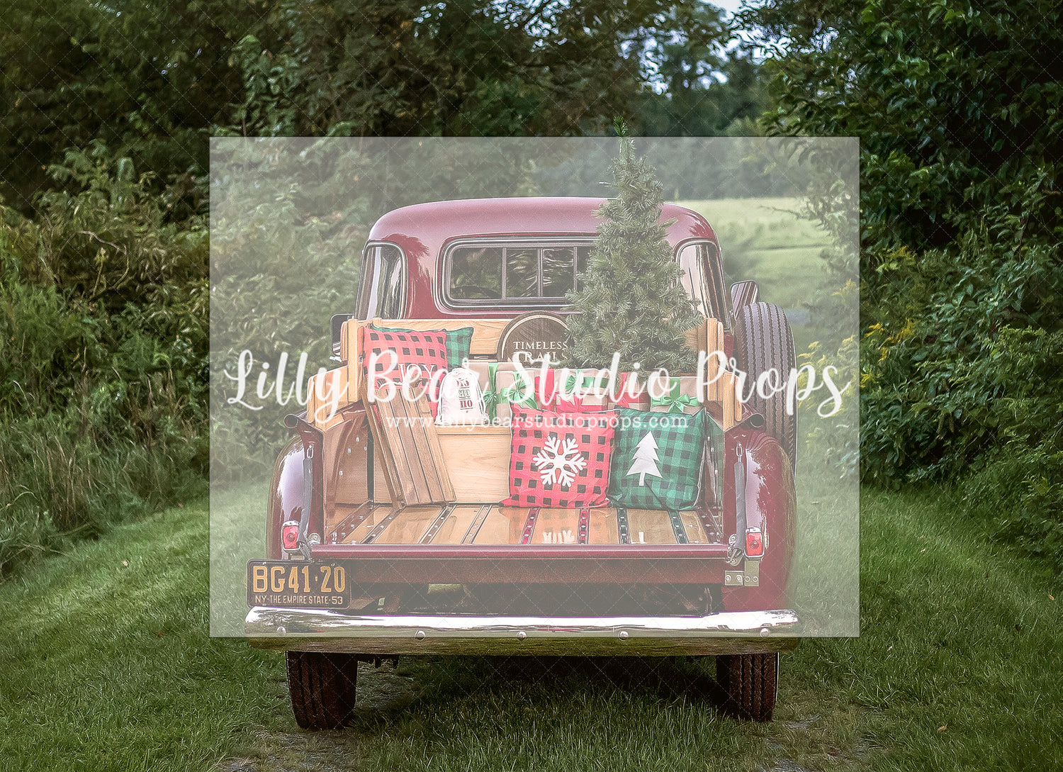 Vintage Holiday Truck - Lilly Bear Studio Props, christmas, Cozy, Decorated, Festive, Giving, Holiday, Holy, Hopeful, Joyful, Merry, Peaceful, Peacful, Red & Green, Seasonal, Winter, Xmas, Yuletide