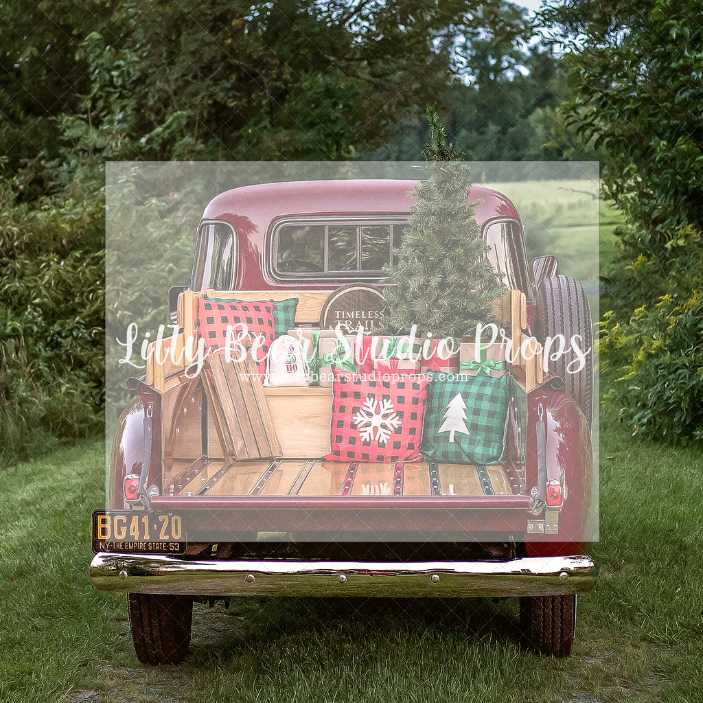 Vintage Holiday Truck - Lilly Bear Studio Props, christmas, Cozy, Decorated, Festive, Giving, Holiday, Holy, Hopeful, Joyful, Merry, Peaceful, Peacful, Red & Green, Seasonal, Winter, Xmas, Yuletide