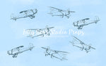 Vintage Planes - Lilly Bear Studio Props, air plane, airplane, airplane one, airplanes, aviator, blue plane, clouds, fabric, oh how time flies, plane, poly, sky, time flies, vintage planes, vinyl