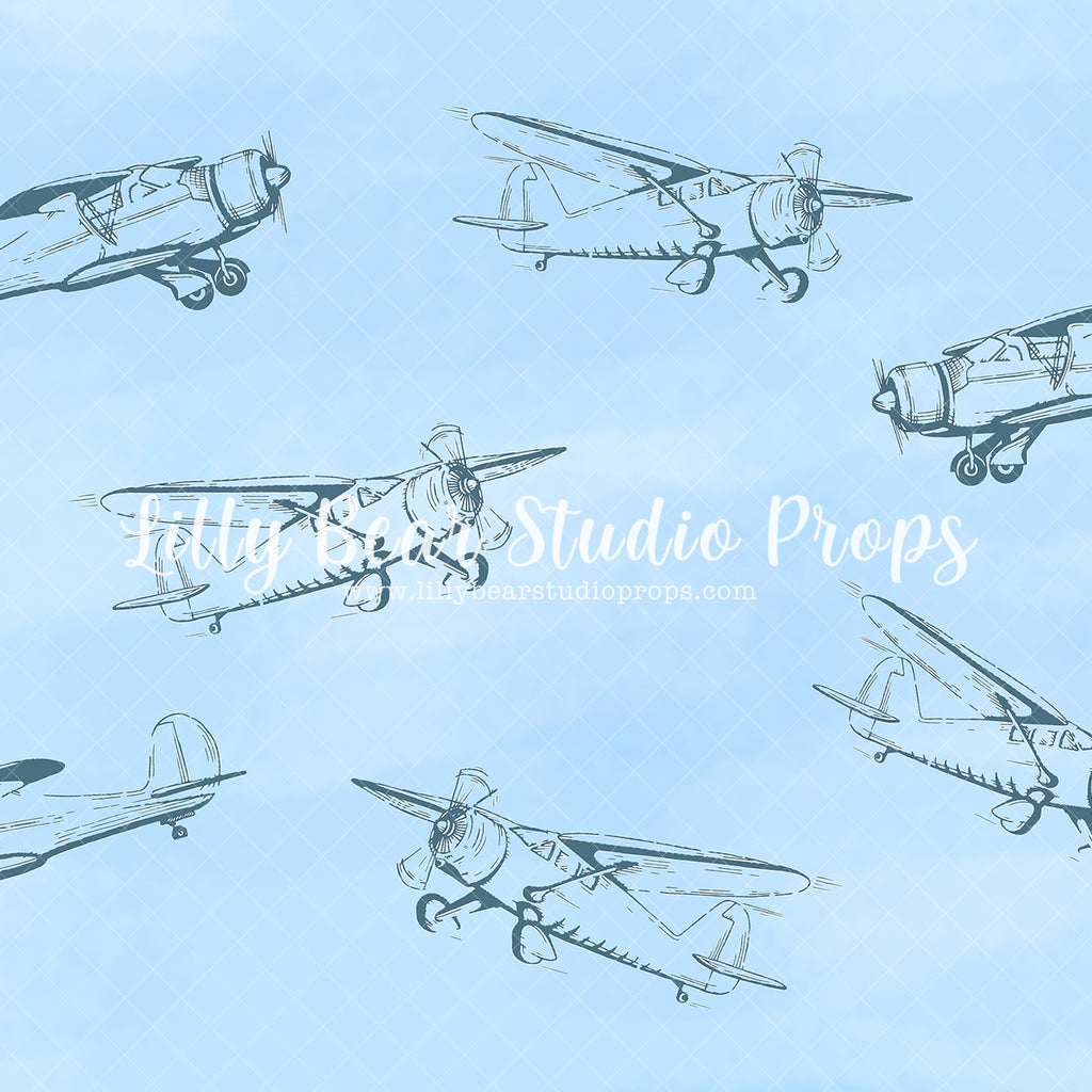 Vintage Planes - Lilly Bear Studio Props, air plane, airplane, airplane one, airplanes, aviator, blue plane, clouds, fabric, oh how time flies, plane, poly, sky, time flies, vintage planes, vinyl