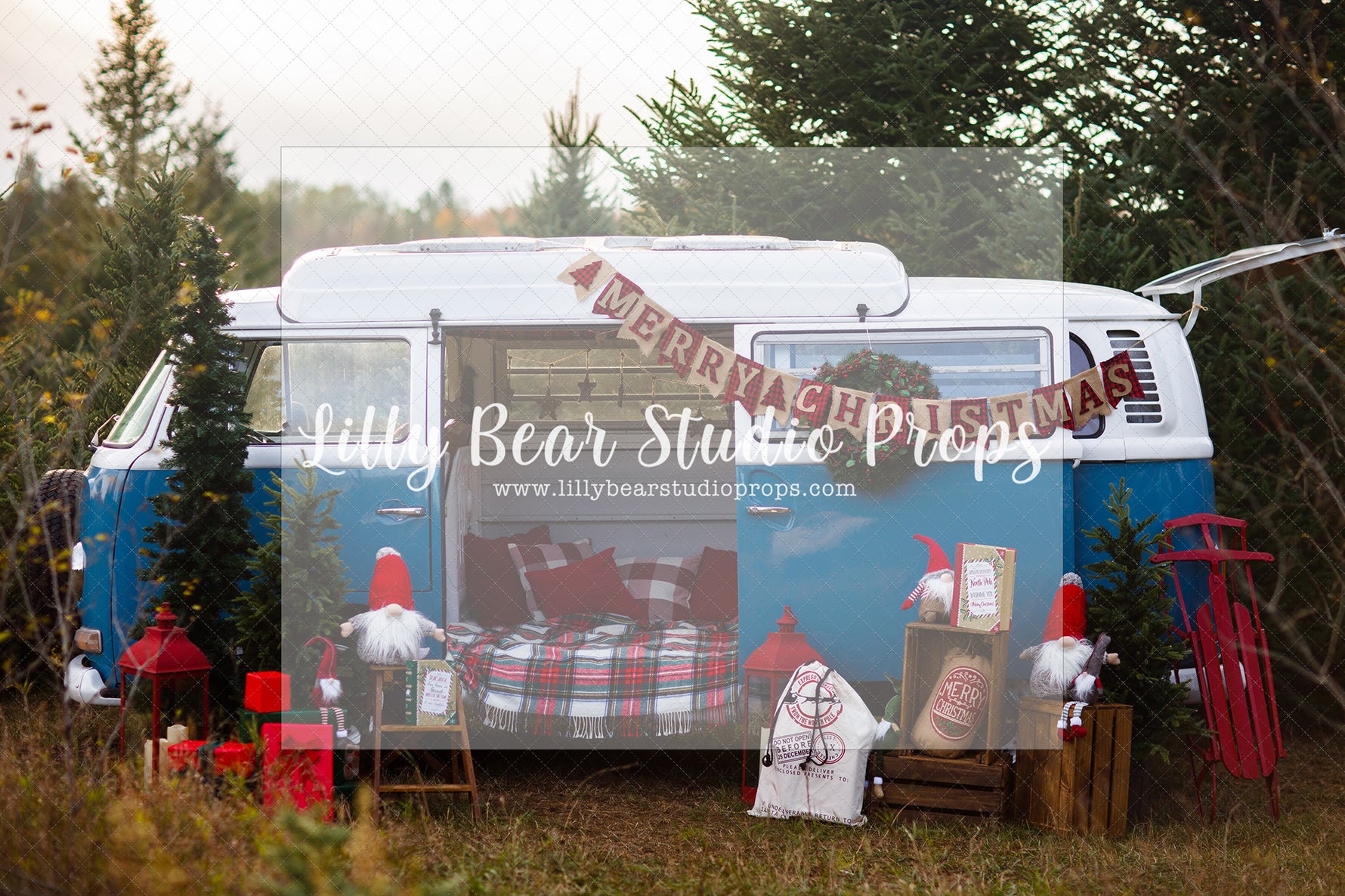Vintage VW Christmas - Lilly Bear Studio Props, christmas, Cozy, Decorated, Festive, Giving, Holiday, Holy, Hopeful, Joyful, Merry, Peaceful, Peacful, Red & Green, Seasonal, Winter, Xmas, Yuletide