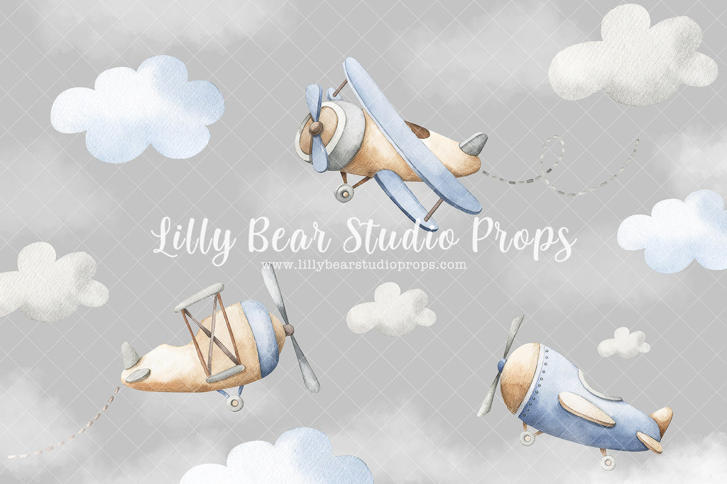 Vintage Airplanes - Lilly Bear Studio Props, air plane, airplane, airplane one, airplanes, clouds, cute, flying, fox, hot air balloon, hot air balloons, hot airballoon, vintage