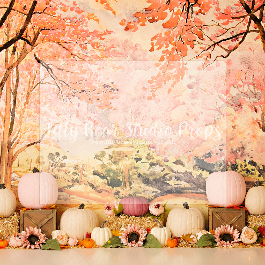 Warm Pumpkin Forest - Lilly Bear Studio Props, FABRICS, fall pumpkins, hay, little pumpkin, my little pumpkin, one, our little pumpkin, pink pumpkin, white pumpkin, white pumpkins