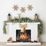 Warm Up With A Bow - Lilly Bear Studio Props, bohemian fireplace, boho christmas fireplace, boho fireplace, boho fireplaced, christmas fireplace, christmas garland, fireplace, forest, holiday garland, mantel, white fireplace, white mantel, winter, winter woodland