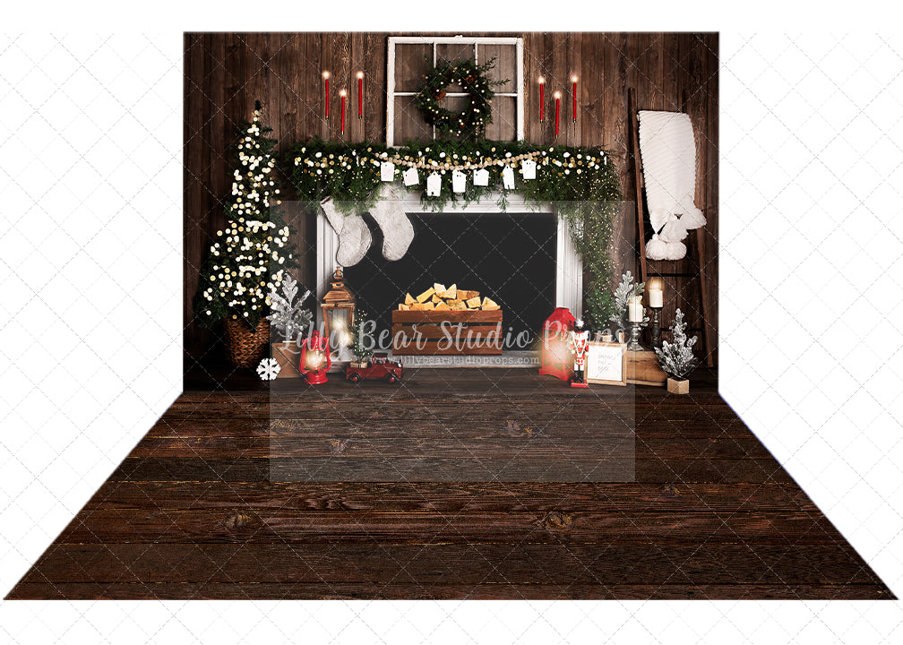 Warm & Cozy Christmas Combo - Lilly Bear Studio Props, black fireplace, bohemian christmas, bohemian fireplace, bohemian mantel, boho, boho christmas, boho holiday, boho mantel, christmas, christmas mantel, christmas village, evergreen trees, evergreens, Fabric, fireplace, holiday, holiday christmas, mantel, Pampas, pine trees, white christmas, white holiday, Wrinkle Free Fabric