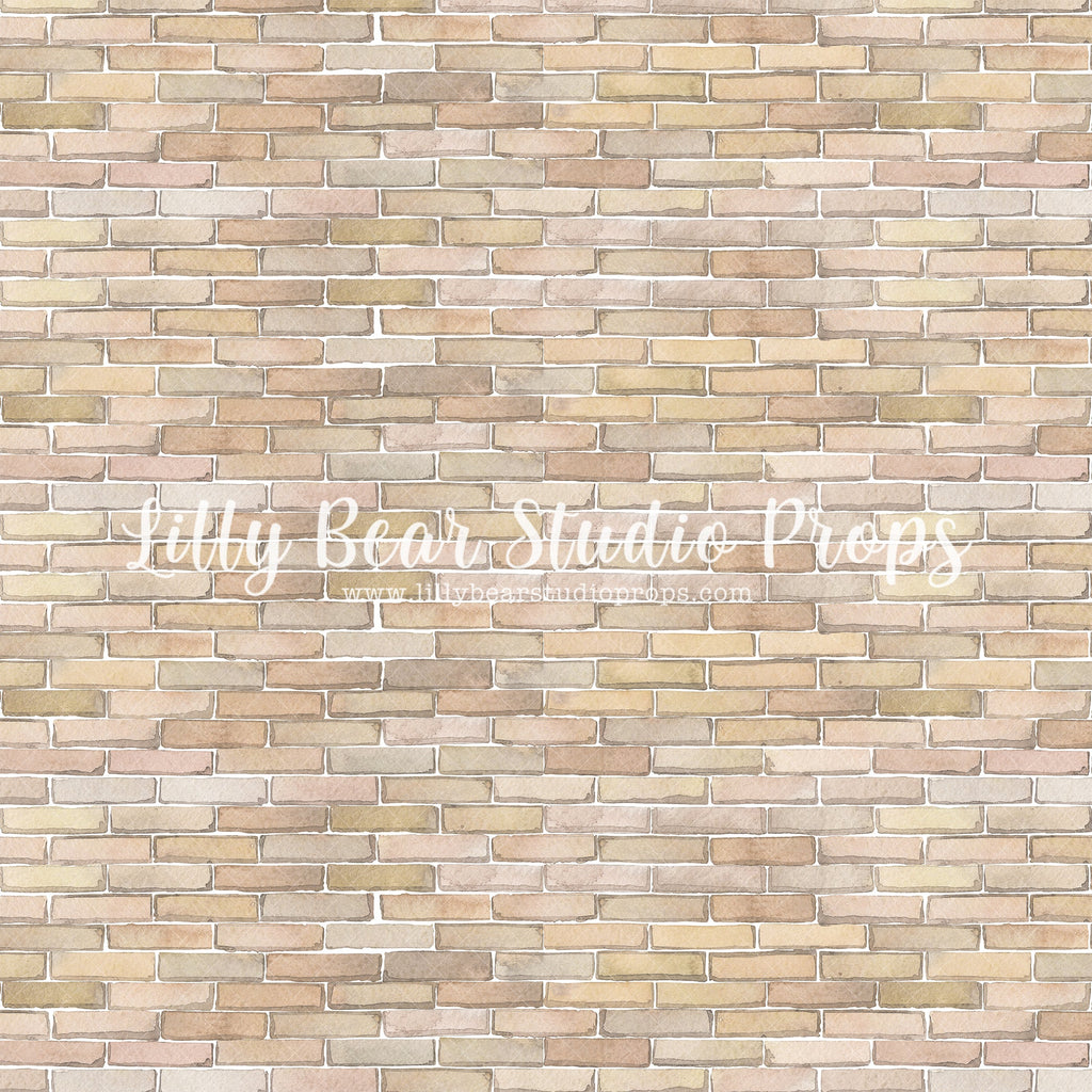 Watercolour Brick Neoprene - Lilly Bear Studio Props, brick, Brick Wall, cream brick, fabric, FABRICS, LB Pro, light brick, poly, pro floor, pro floordrop, school brick, small brick, vinyl