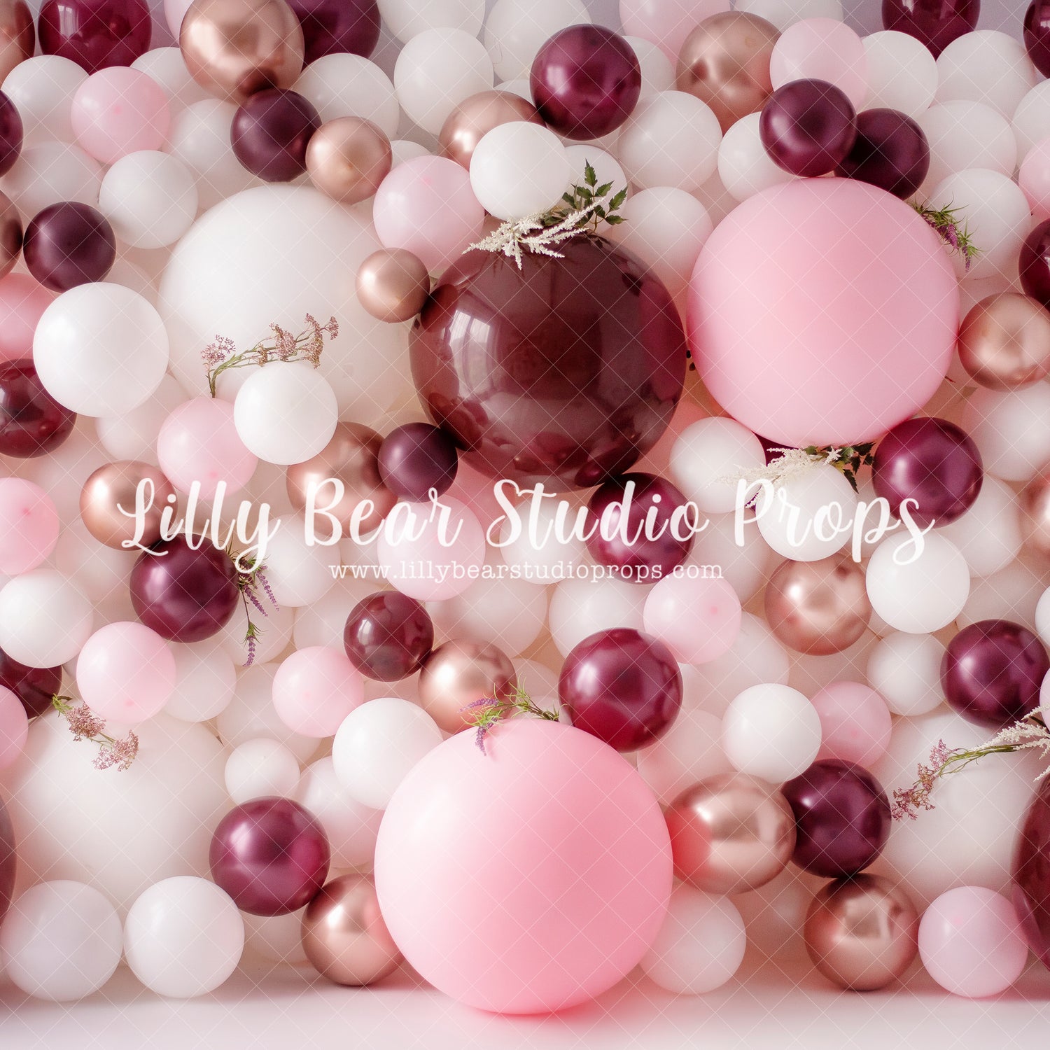 Watermelon Fuchsia Wall - Lilly Bear Studio Props, balloon, balloon chic, balloon flowers, balloon wall, dusty mauve, flowers, fuchsia, gold balloons, mauve, mauve and white, mauve balloons, pink and mauve, pink and white, pink gold and mauve, rose gold, rose gold balloons, white gold and pink