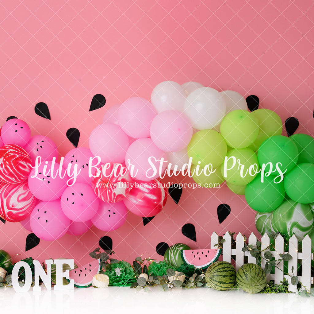 Watermelon Garland - Lilly Bear Studio Props, balloon, balloon arch, balloon garland, bananas, black polka dots, flowers, garden, It's Sweet to be One, ONE, One in a Melon, picket fence, pink and green, pink and green balloons, pretty garden, red black white, spring garden, watermelon, watermelon farm, watermelon garland, watermelon seeds, watermelon slices, watermelon stand, watermelon stripes, watermelon sugar high, watermelons, white balloon arch, white balloons, white picket fence