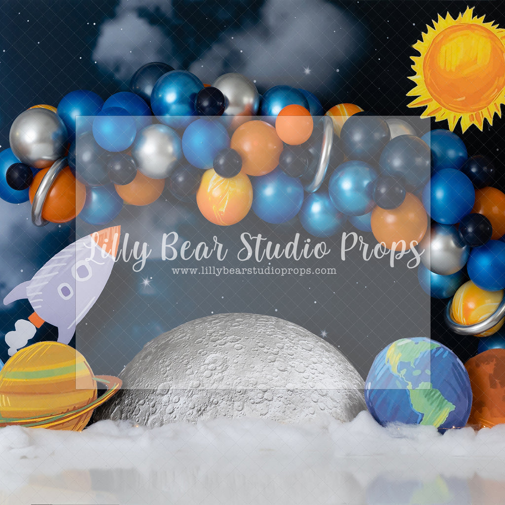 We Have Lift Off - Lilly Bear Studio Props, earth, FABRICS, galaxy space, moon, outerspace, saturn, space, space and stars, space balloon gar, space balloon garland, spacecraft, spaceship, sun, white spaceship