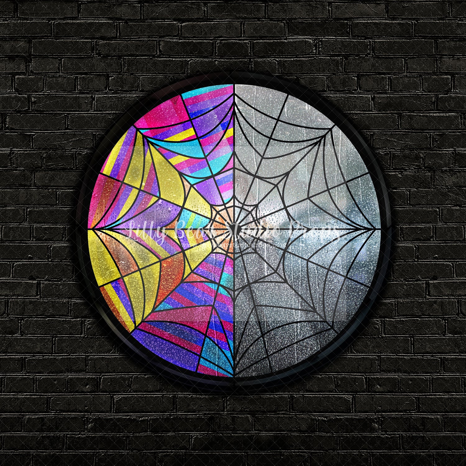 Wednesday Glass Black Brick Wall