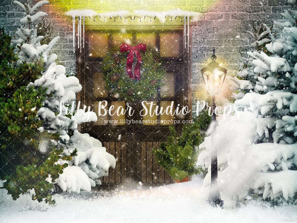 Welcome Christmas Door - Lilly Bear Studio Props, animals, autumn forest, dark forest, enchanted forest, Fabric, FABRICS, fall forest, forest, forest animals, forest entry, forest floor, forest friends, forest painting, fox, green forest, into the wild, lanterns, little wild one, misty forest, moon, moonlight, moonlight forest, night forest, nighttime, owl, pine forest, pine tree, pine tree forest, pine trees, raccoon, where the wild things are, wild, wild animal, wild one, wild things, woodland forest