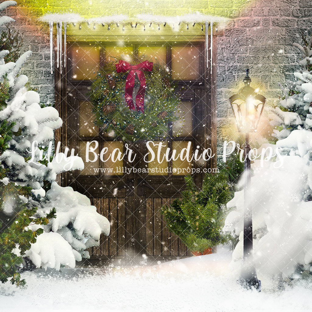 Welcome Christmas Door - Lilly Bear Studio Props, animals, autumn forest, dark forest, enchanted forest, Fabric, FABRICS, fall forest, forest, forest animals, forest entry, forest floor, forest friends, forest painting, fox, green forest, into the wild, lanterns, little wild one, misty forest, moon, moonlight, moonlight forest, night forest, nighttime, owl, pine forest, pine tree, pine tree forest, pine trees, raccoon, where the wild things are, wild, wild animal, wild one, wild things, woodland forest