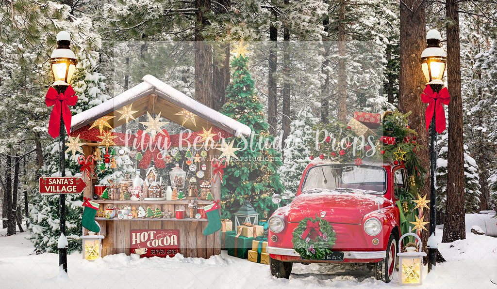 Welcome To Santa's Village - Lilly Bear Studio Props, christmas, Cozy, Decorated, Festive, Giving, Holiday, Holy, Hopeful, Joyful, Merry, Peaceful, Peacful, Red & Green, Seasonal, Winter, Xmas, Yuletide