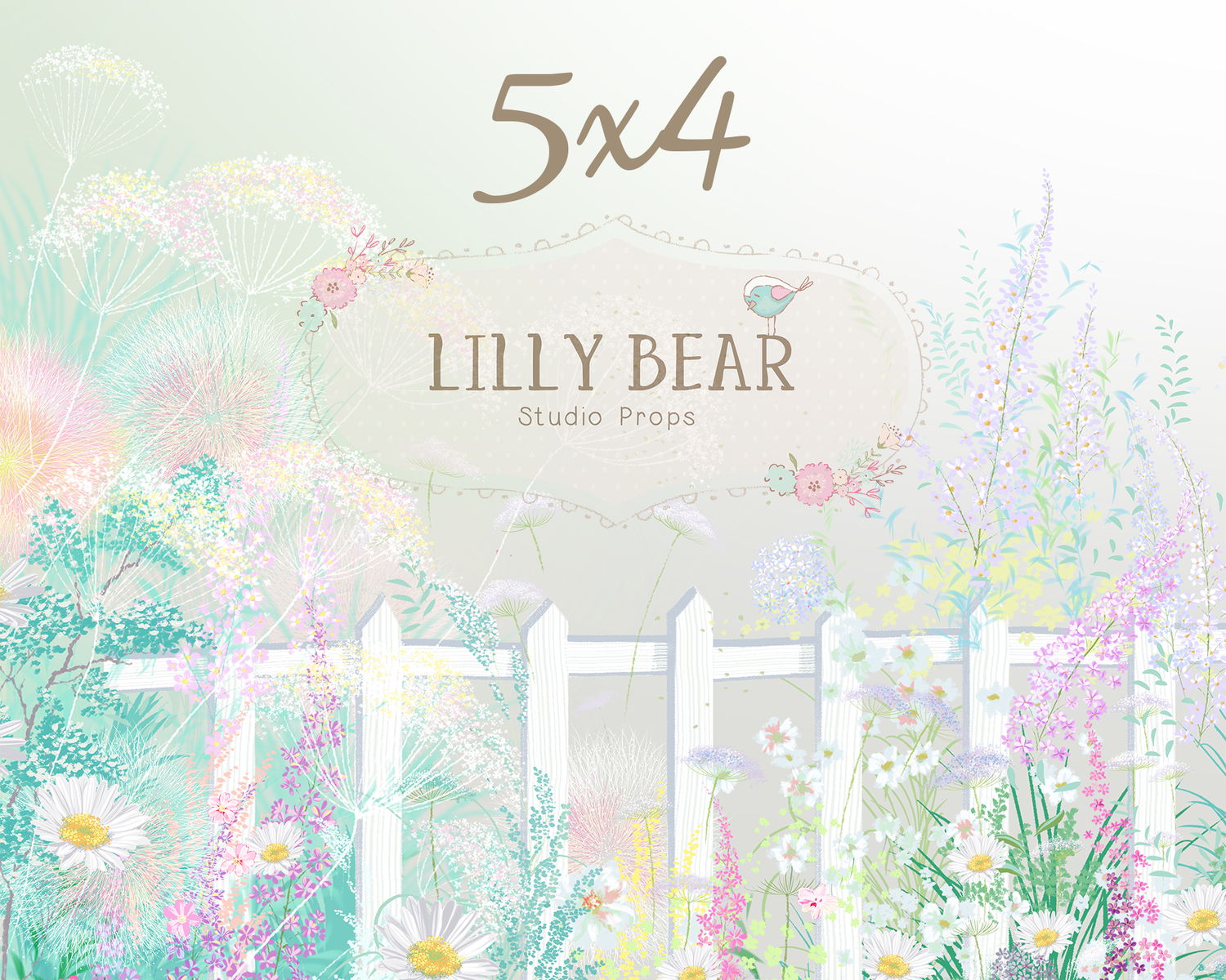 White Picket Fence by Lilly Bear Studio Props sold by Lilly Bear Studio Props, FABRICS - fence - field of flowers - flo