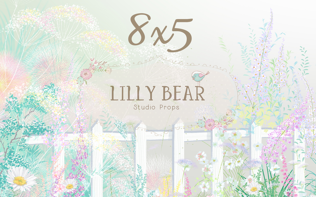 White Picket Fence by Lilly Bear Studio Props sold by Lilly Bear Studio Props, FABRICS - fence - field of flowers - flo