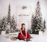 White Christmas Morning - Lilly Bear Studio Props, christmas, christmas fireplace, christmas joy, christmas rocking horse, christmas tree, FABRICS, fireplace, flock christmas tree, joy, mantle, rocking horse, seasonal, white christmas, white christmas mantel, white fireplace, white mantel