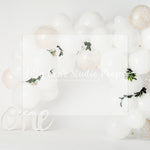 White & Gold Sparkle Balloon Garland by Jennifer Sutsser - Lilly Bear Studio Props, white, white and gold balloons, white balloons, white wash