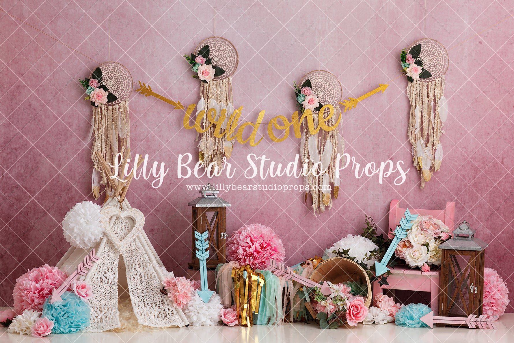 Wild One Dreamer - Lilly Bear Studio Props, birch branches, birthday, boho, boho chic, boho garden, boho pastel rainbow, boho pink, boho prop, boho rings, boho spring, boho teepee, boho tent, boho tiki, boho wood, camper, FABRICS, floral, girl, lights, little camper, little wild one, llama boho, rainbow boho, spring, spring boho, twinke lights, wild one, wild one girl