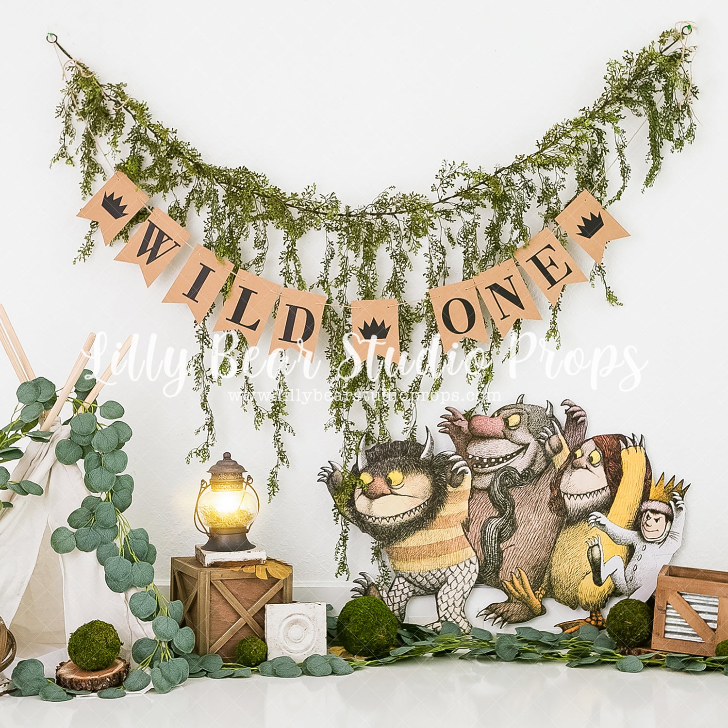 Wild One Journey - Lilly Bear Studio Props, boho teepee, eucalyptus, green garland, into the, into the jungle, into the wild, into the woods, little wild one, teepee, teepee tent, wild one