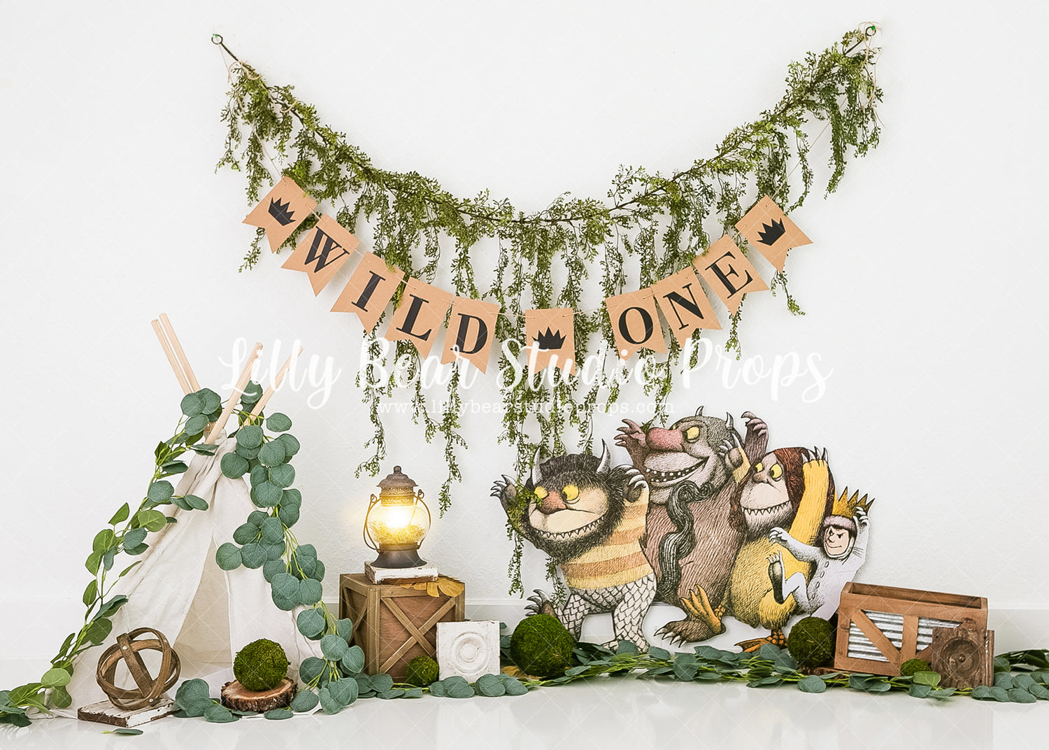 Wild One Journey - Lilly Bear Studio Props, boho teepee, eucalyptus, green garland, into the, into the jungle, into the wild, into the woods, little wild one, teepee, teepee tent, wild one