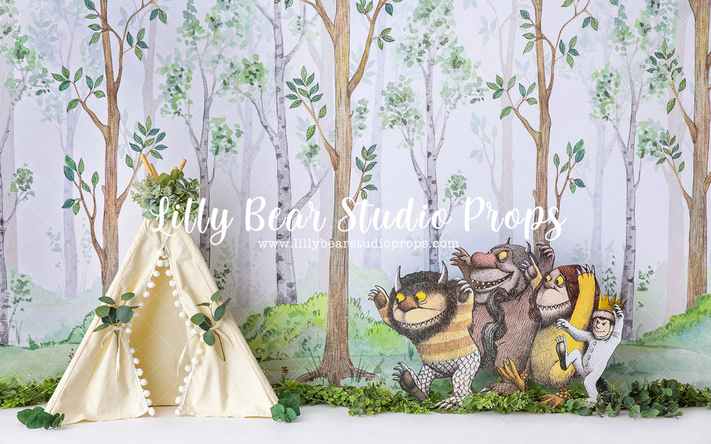 Wild Things Spring Forest Teepee - Lilly Bear Studio Props, boho teepee, forest, forest animals, forest entry, into the wild, into the woods, little wild one, teepee, where the wild things are, wild, wild animal, wild animals, woodsy