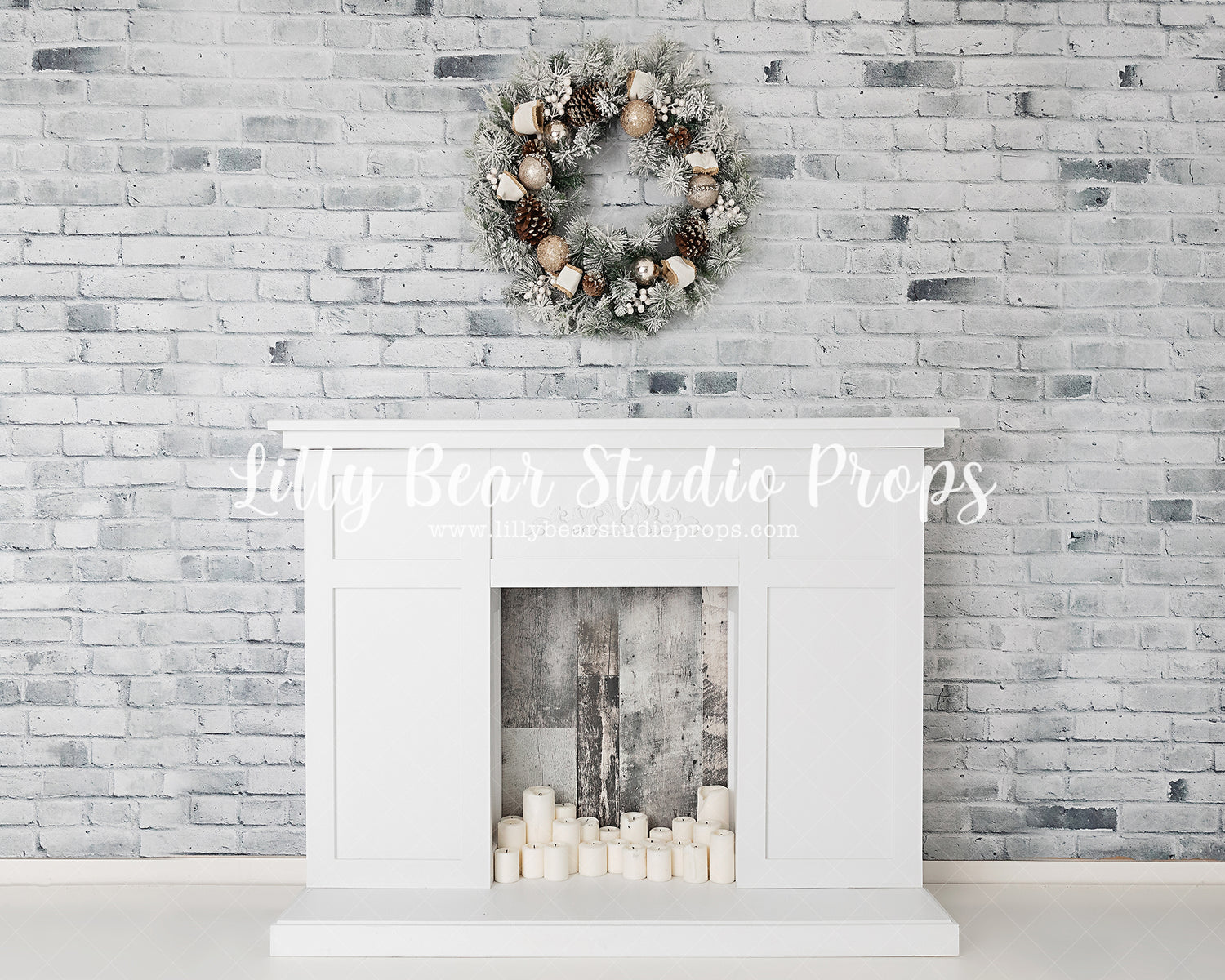 Winter Fireplace by Meagan Paige Photography sold by Lilly Bear Studio Props, christmas - holiday