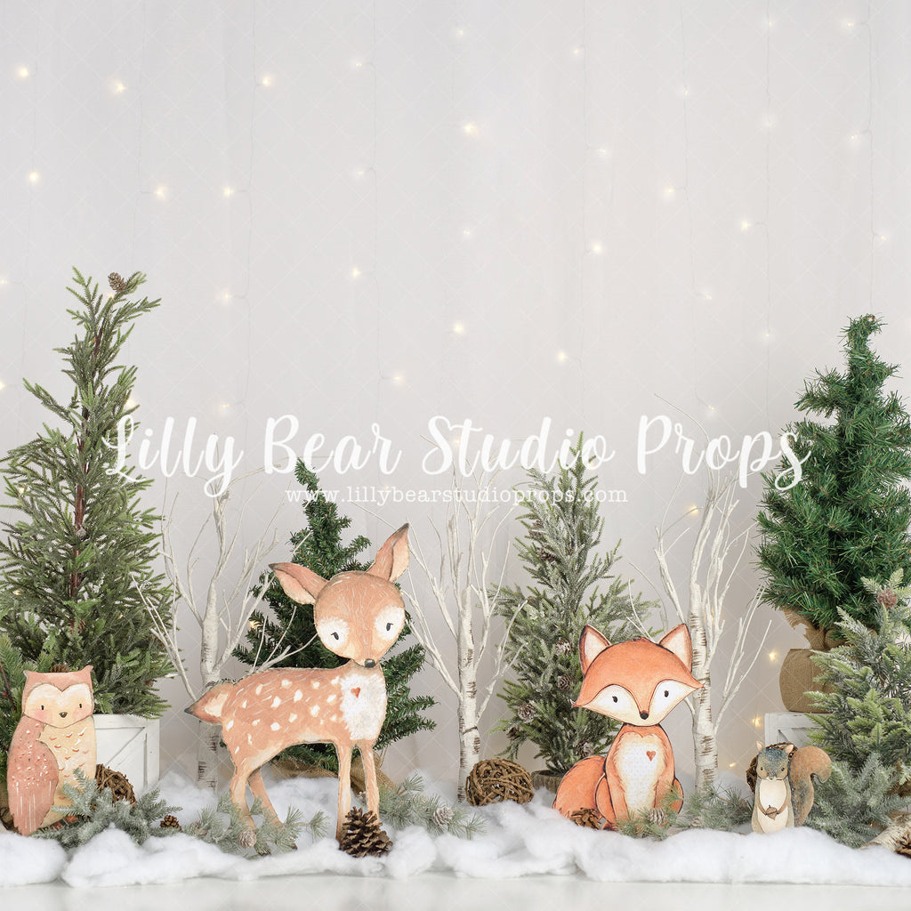 Winter Forest Friends - Lilly Bear Studio Props, animal, animals, baby animal, baby deer, bear, birthday, bunny, cake smash, deer, deer one, deers, easter, FABRICS, floral, flower deer, forest, forest animals, forest friends, fox, foxing around, foxy, girl, green forest, moss, mushrooms, owl, pine cone, pinecone, racoon, spring, winter, winter forest, winter woodland, wood log, wood logs, woodland, woodland forest, woodland friends
