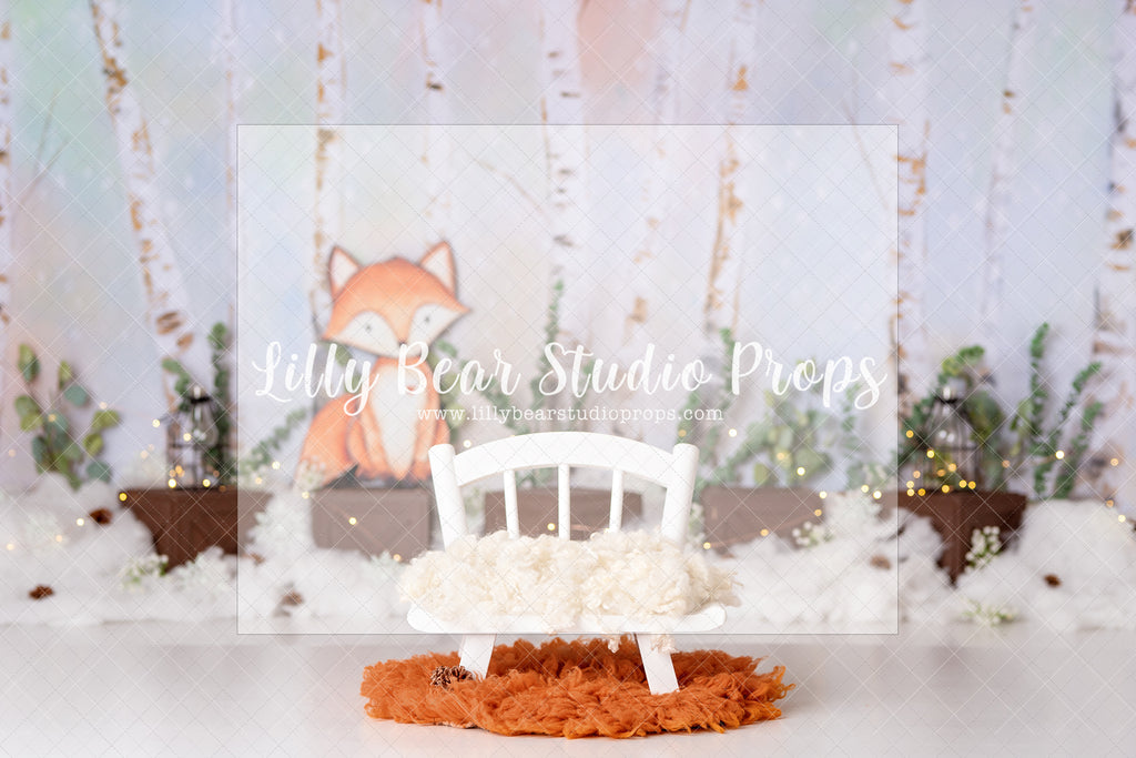 Winter Fox - Digital Backdrop - Lilly Bear Studio Props, digital, floral digital backdrop, newborn digital backdrop, pastel, vintage floral