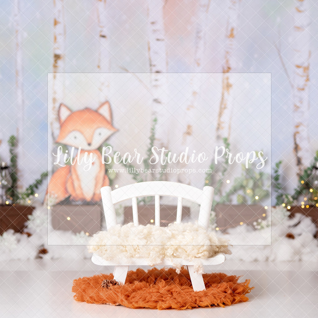 Winter Fox - Digital Backdrop - Lilly Bear Studio Props, digital, floral digital backdrop, newborn digital backdrop, pastel, vintage floral