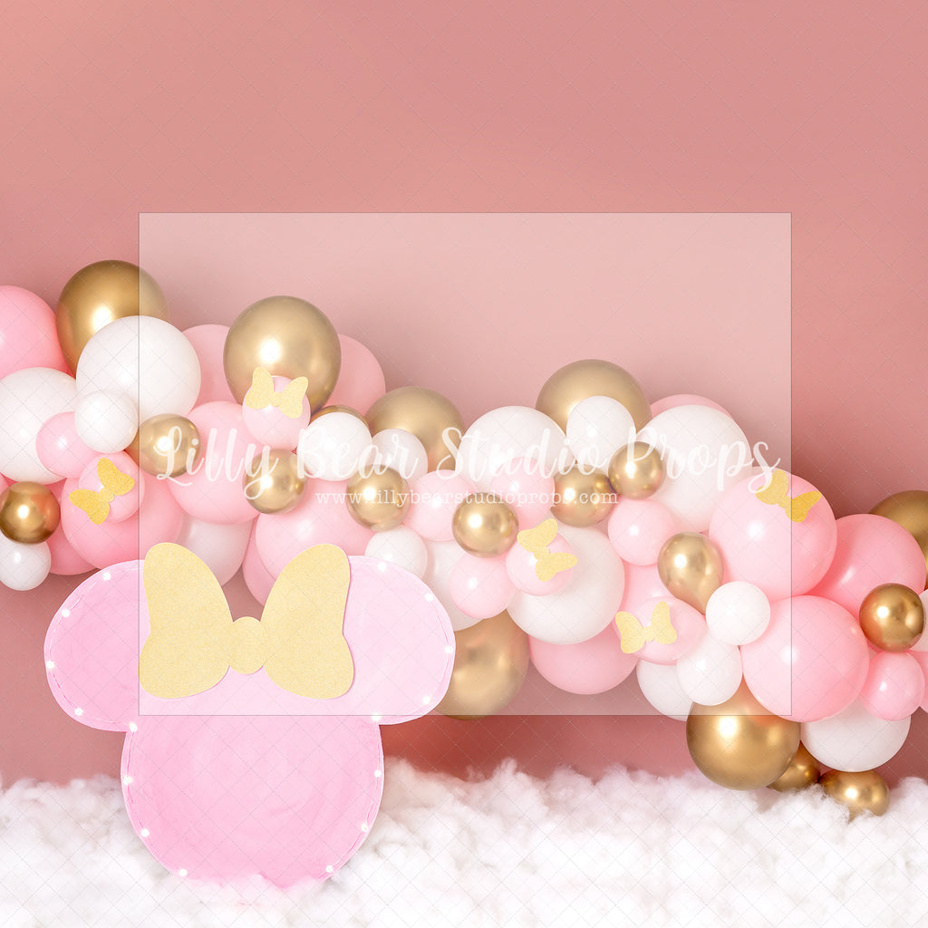 Winter Gold Minnie Balloons - Lilly Bear Studio Props, balloon, balloon garland, bow-tique, bowtique, castle, disney, disney world, disneyland, FABRICS, girl, gold and pink, gold balloons, mickey ears, mickey mouse, minnie, minnie balloons, minnie mouse, minnie mouse balloon garland, minnie mouse bow, minnie's bowtique, ONE, onederland, pink, pink and gold balloons, pink and grey balloons, pink minnie, pink white and gold, princess, winter one derland, winter onederland
