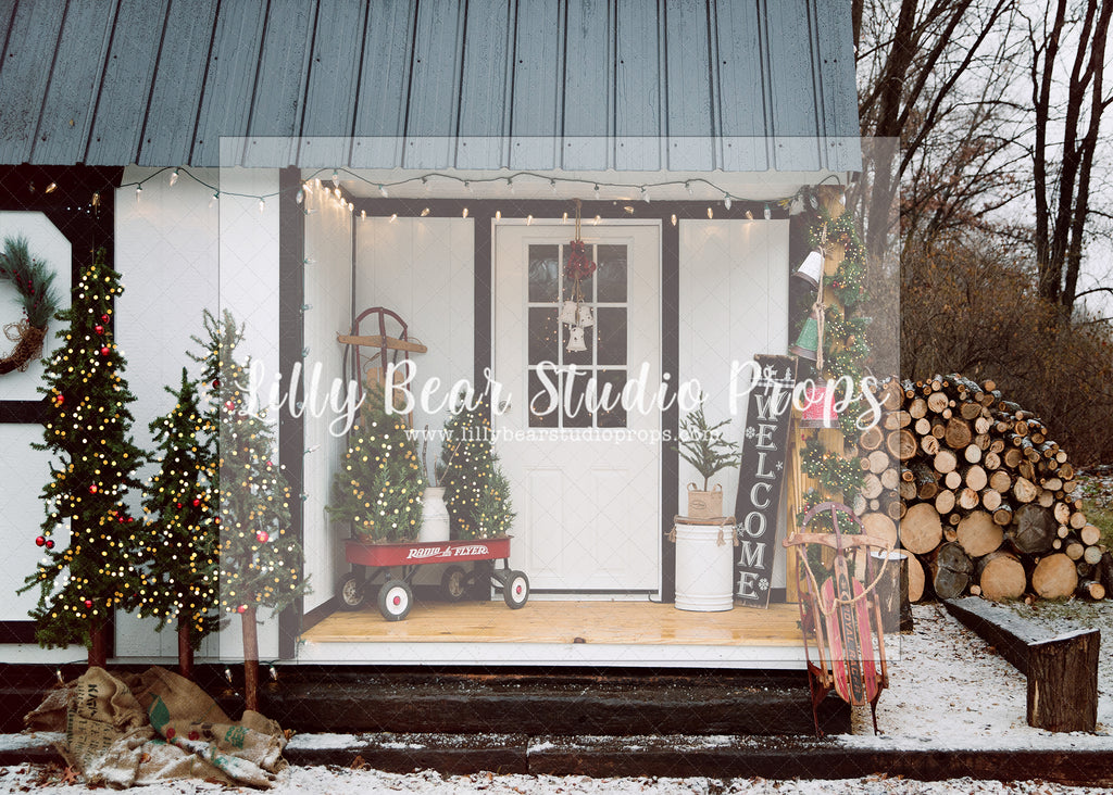Winter Holiday Porch - Lilly Bear Studio Props, christmas, Cozy, Decorated, Festive, Giving, Holiday, Holy, Hopeful, Joyful, Merry, Peaceful, Peacful, Red & Green, Seasonal, Winter, Xmas, Yuletide