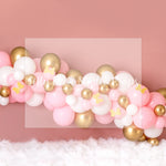 Winter Pink Gold and Bows Balloon Garland - Lilly Bear Studio Props, balloon, balloon garland, bow-tique, bowtique, castle, disney, disney world, disneyland, FABRICS, girl, gold and pink, gold balloons, mickey ears, mickey mouse, minnie, minnie balloons, minnie mouse, minnie mouse balloon garland, minnie mouse bow, minnie's bowtique, ONE, onederland, pink, pink and gold balloons, pink and grey balloons, pink minnie, pink white and gold, princess, winter one derland, winter onederland