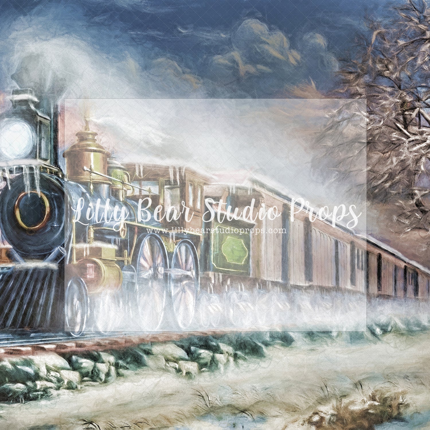 Winter Train - Lilly Bear Studio Props, christmas, Cozy, Decorated, Festive, Giving, Holiday, Holy, Hopeful, Joyful, Merry, Peaceful, Peacful, Red & Green, Seasonal, Winter, Xmas, Yuletide