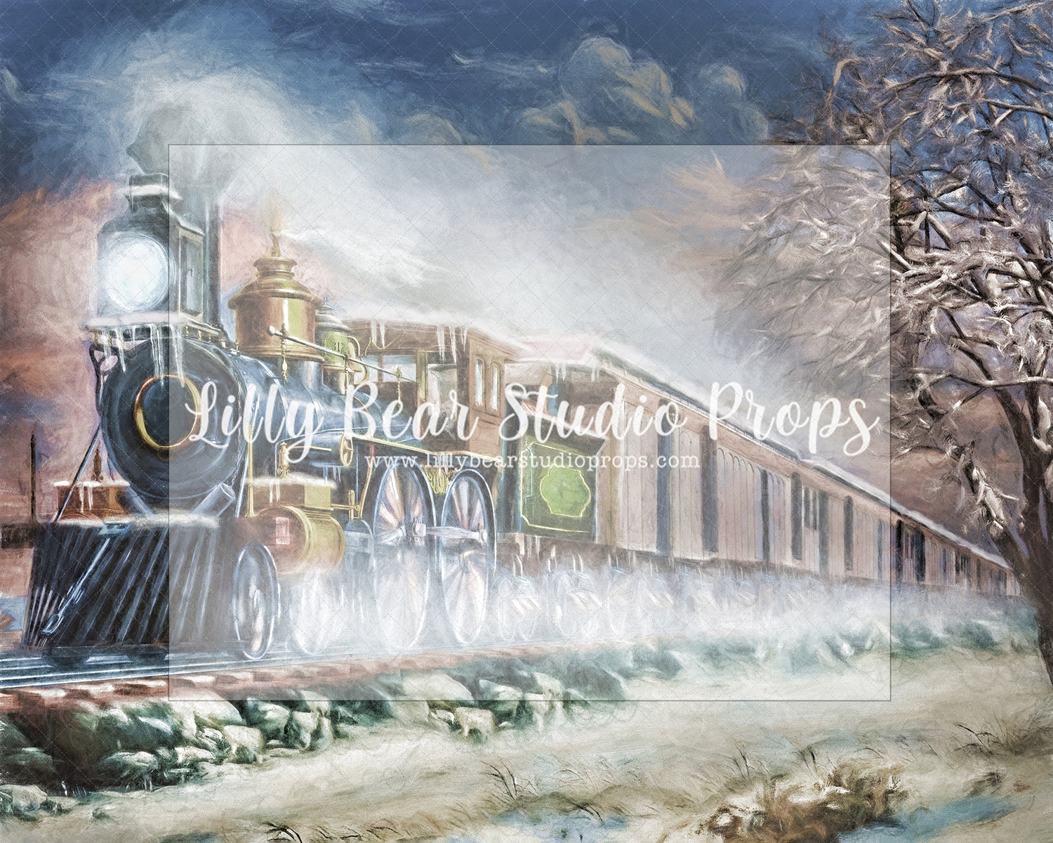 Winter Train - Lilly Bear Studio Props, christmas, Cozy, Decorated, Festive, Giving, Holiday, Holy, Hopeful, Joyful, Merry, Peaceful, Peacful, Red & Green, Seasonal, Winter, Xmas, Yuletide
