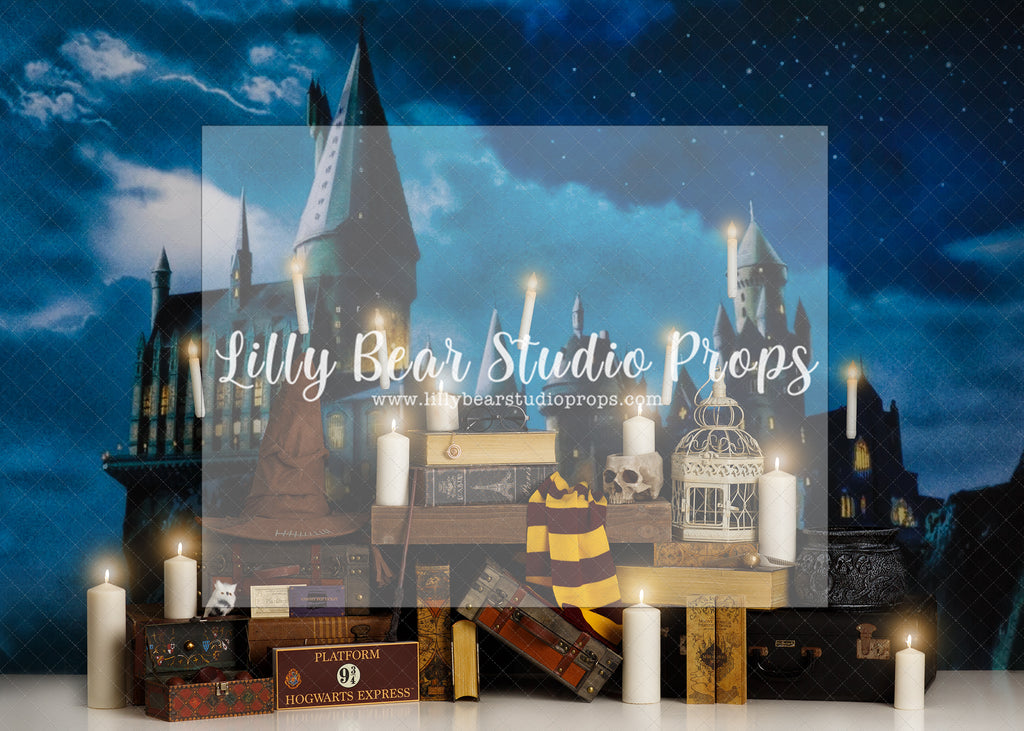 Wizarding World - Lilly Bear Studio Props, black brick, candles, deathly hollows, floating candles, harry, harry potter, magic, magic spells, magician, majic, marauders map, night bus ticket, owl, platform 9 3/4, quidditch, sorting hat, suit cases, time turner, trunk