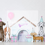 Woofing Party - Lilly Bear Studio Props, 101 dogs, dog house, dogs, FABRICS, girl, puppy birthday, puppy love, puppy spots, the dog house
