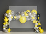 Yellow & Grey Balloon Garland by E Newton - Lilly Bear Studio Props, grey yellow balloons, sunflower balloon garland, sunflower garden, sunflowers, yellow balloons