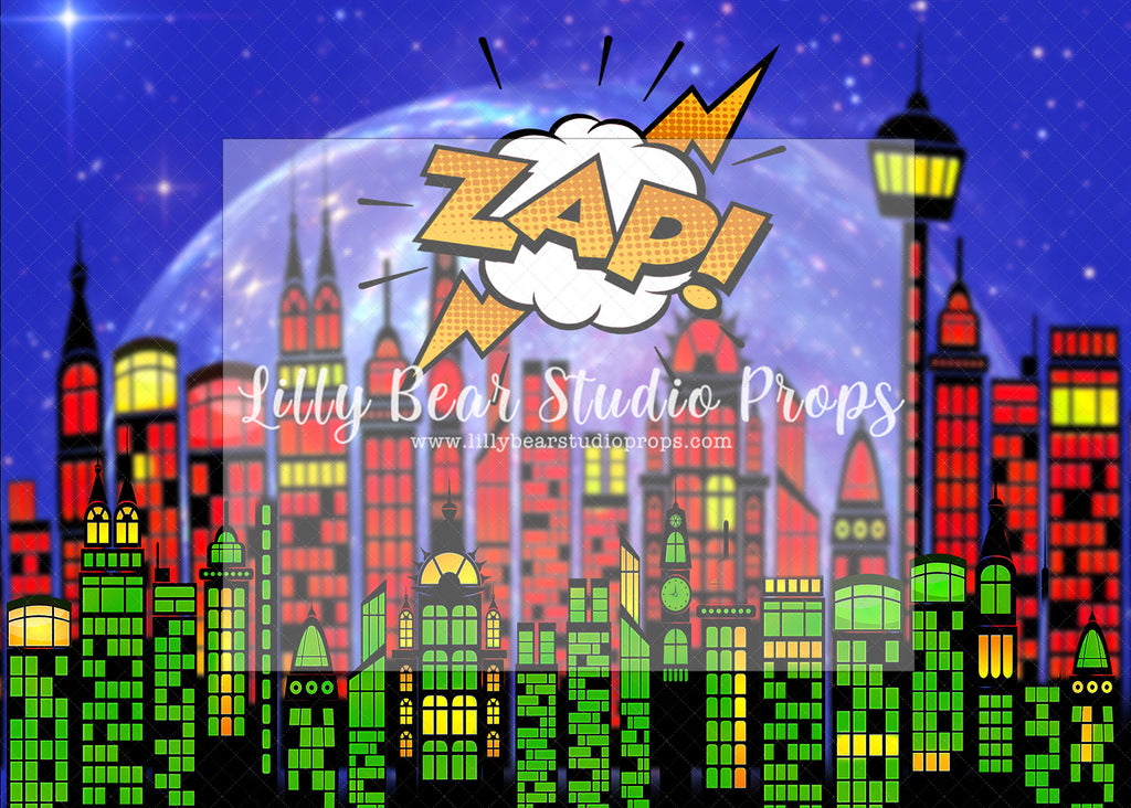 Zap! - Lilly Bear Studio Props, bang, Brick Wall, comic book, Fabric, little superhero, my hero, my little hero, super hero, superhero, superheros, Wrinkle Free Fabric