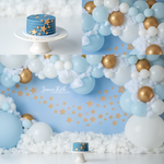 Gold Twinkle Star Balloon Garland by Jessica Ruth Photography sold by Lilly Bear Studio Props, gold stars - little star